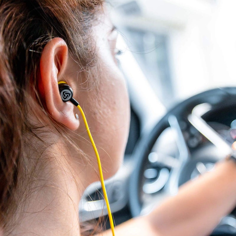 LUDOS Clamor Wired Earbuds in-Ear Headphones, 5 Years Warranty, Earphones with Microphone, Noise Isolating Ear Buds, Memory Foam for iPhone, Samsung, School Students, Kids, Women, Small Ears - Yellow - Image 5